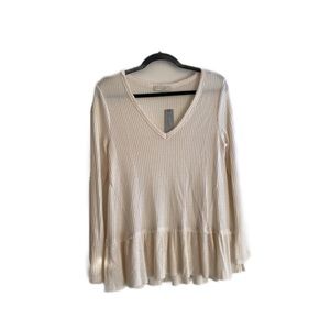 eri+ali Anthropologie waffle knit v-neck top